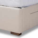 Baxton Studio Leni Modern and Contemporary Beige Fabric Upholstered 4-Drawer Queen Size Platform Storage Bed Frame