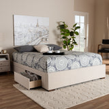 Baxton Studio Leni Modern and Contemporary Beige Fabric Upholstered 4-Drawer Queen Size Platform Storage Bed Frame