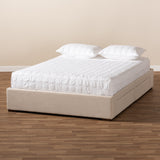 Baxton Studio Leni Modern and Contemporary Beige Fabric Upholstered 4-Drawer King Size Platform Storage Bed Frame