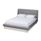 Naya Mid-Century Modern Fabric Upholstered King Size Wingback Platform Bed