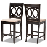 Lenoir Modern Contemporary Fabric Upholstered Brown Finished Wood Counter Height Pub Chair (Set of 2)