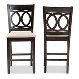 Baxton Studio Lenoir Modern and Contemporary Sand Fabric Upholstered Espresso Brown Finished Wood Counter Height Pub Chair Set of 2