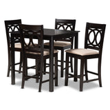 Lenoir Modern Contemporary Fabric Upholstered Espresso Brown Finished 5-Piece Wood Pub Set