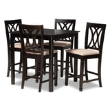 Reneau Modern Contemporary Fabric Upholstered Espresso Brown Finished 5-Piece Wood Pub Set