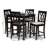 Baxton Studio Reneau Modern and Contemporary Gray Fabric Upholstered Espresso Brown Finished 5-Piece Wood Pub Set