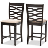 Lanier Modern Contemporary Fabric Upholstered Brown Finished Wood Counter Height Pub Chair (Set of 2)