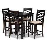 Lanier Modern Contemporary Fabric Upholstered Espresso Finished 5-Piece Wood Pub Set