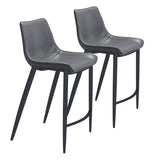 English Elm EE2647 100% Polyurethane, Plywood, Steel Modern Commercial Grade Counter Chair Set - Set of 2 Dark Gray, Black 100% Polyurethane, Plywood, Steel