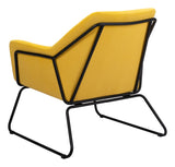 Zuo Modern Jose 100% Polyester, Plywood, Steel Modern Commercial Grade Accent Chair Yellow, Black 100% Polyester, Plywood, Steel