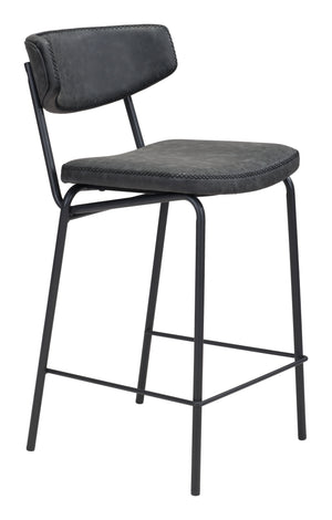 Zuo Modern Sharon 100% Polyurethane, Plywood, Steel Modern Commercial Grade Counter Stool Set - Set of 4 Vintage Black, Black 100% Polyurethane, Plywood, Steel