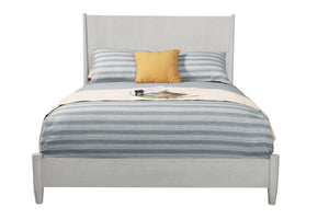 Alpine Furniture Flynn Mid Century Modern Queen Panel Bed, Gray 966G-01Q Gray Mahogany Solids & Okoume Veneer 65 x 86 x 52
