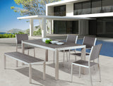 Zuo Modern Metropolitan Aluminum, Polyethylene Modern Commercial Grade Double Bench Gray, Silver Aluminum, Polyethylene