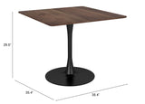 Zuo Modern Molly MDF, Steel Modern Commercial Grade Dining Table Brown, Black MDF, Steel