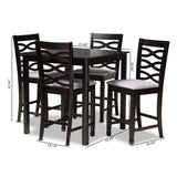 Baxton Studio Lanier Modern and Contemporary Gray Fabric Upholstered Espresso Brown Finished 5-Piece Wood Pub Set