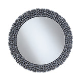 Contemporary Round Wall Mirror with Textural Frame Grey