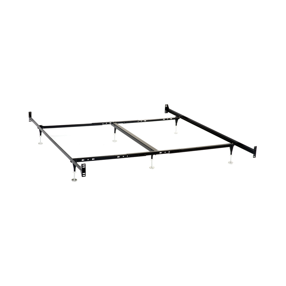 Casual Black California King Bed Frame with Adjustable Glides, 2" Center Support & Classic Style