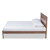 Baxton Studio Malene Mid-Century Modern Walnut Finished Wood Queen Size Platform Bed