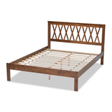 Baxton Studio Malene Mid-Century Modern Walnut Finished Wood Queen Size Platform Bed