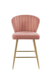 Rizgek Contemporary Counter Height Chair Pink Velvet(#) & Gold Finish 96090-ACME