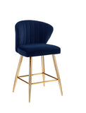 Rizgek Contemporary Counter Height Chair Blue Velvet(#) & Gold Finish 96092-ACME