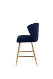 Rizgek Contemporary Counter Height Chair Blue Velvet(#) & Gold Finish 96092-ACME