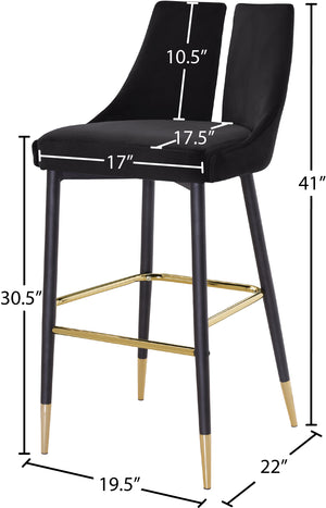 Sleek Velvet / Engineered Wood / Metal / Foam Contemporary Black Velvet Stool - 19.5" W x 22" D x 41" H