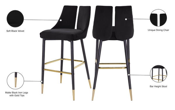 Sleek Velvet / Engineered Wood / Metal / Foam Contemporary Black Velvet Stool - 19.5" W x 22" D x 41" H