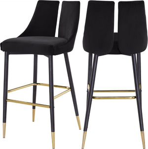 Sleek Velvet / Engineered Wood / Metal / Foam Contemporary Black Velvet Stool - 19.5" W x 22" D x 41" H