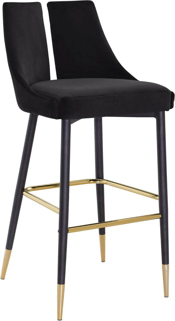 Sleek Velvet / Engineered Wood / Metal / Foam Contemporary Black Velvet Stool - 19.5" W x 22" D x 41" H