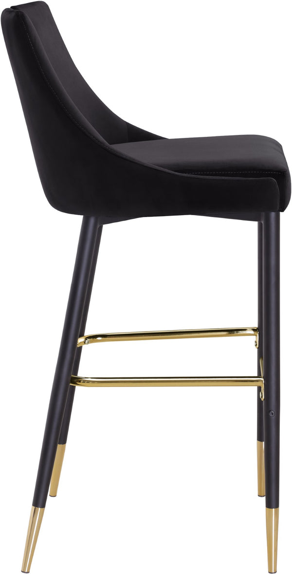 Sleek Velvet / Engineered Wood / Metal / Foam Contemporary Black Velvet Stool - 19.5" W x 22" D x 41" H
