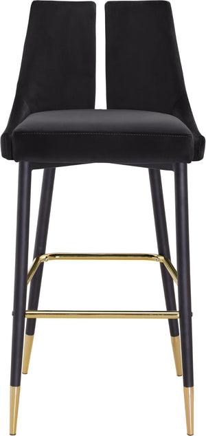 Sleek Velvet / Engineered Wood / Metal / Foam Contemporary Black Velvet Stool - 19.5" W x 22" D x 41" H
