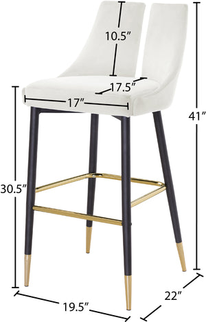 Sleek Velvet / Engineered Wood / Metal / Foam Contemporary Cream Velvet Stool - 19.5" W x 22" D x 41" H