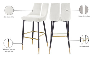 Sleek Velvet / Engineered Wood / Metal / Foam Contemporary Cream Velvet Stool - 19.5" W x 22" D x 41" H