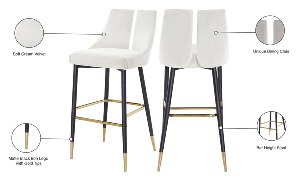 Sleek Velvet / Engineered Wood / Metal / Foam Contemporary Cream Velvet Stool - 19.5" W x 22" D x 41" H