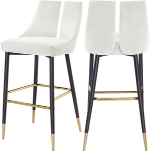 Sleek Velvet / Engineered Wood / Metal / Foam Contemporary Cream Velvet Stool - 19.5" W x 22" D x 41" H