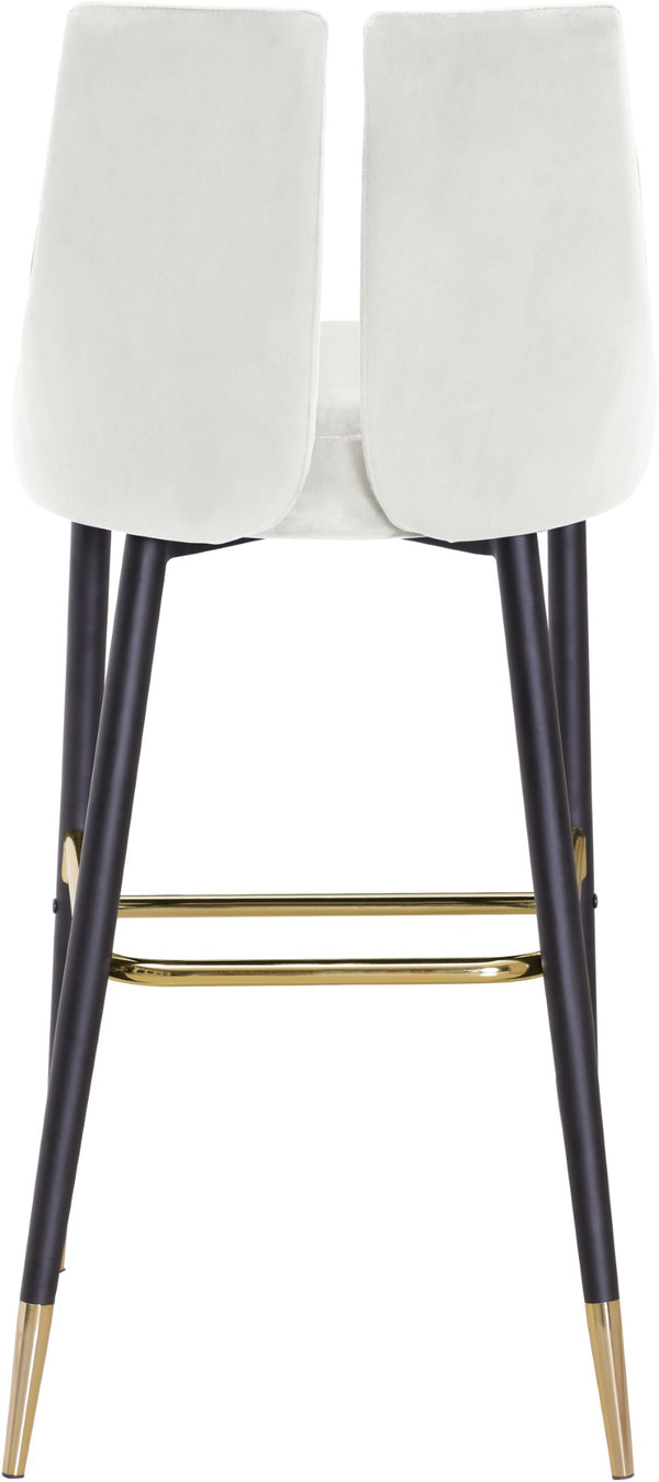 Sleek Velvet / Engineered Wood / Metal / Foam Contemporary Cream Velvet Stool - 19.5" W x 22" D x 41" H