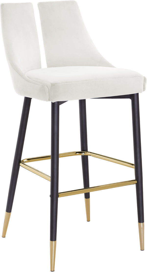 Sleek Velvet / Engineered Wood / Metal / Foam Contemporary Cream Velvet Stool - 19.5" W x 22" D x 41" H