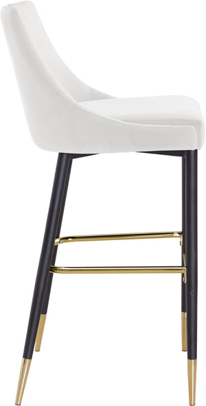 Sleek Velvet / Engineered Wood / Metal / Foam Contemporary Cream Velvet Stool - 19.5" W x 22" D x 41" H