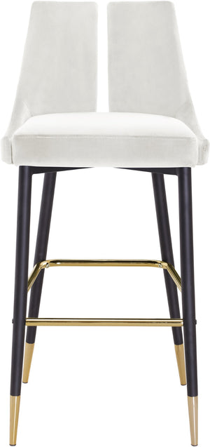 Sleek Velvet / Engineered Wood / Metal / Foam Contemporary Cream Velvet Stool - 19.5" W x 22" D x 41" H