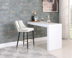 Sleek Velvet / Engineered Wood / Metal / Foam Contemporary Cream Velvet Stool - 19.5" W x 22" D x 41" H