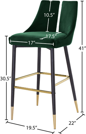 Sleek Velvet / Engineered Wood / Metal / Foam Contemporary Green Velvet Stool - 19.5" W x 22" D x 41" H
