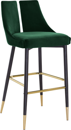 Sleek Velvet / Engineered Wood / Metal / Foam Contemporary Green Velvet Stool - 19.5" W x 22" D x 41" H