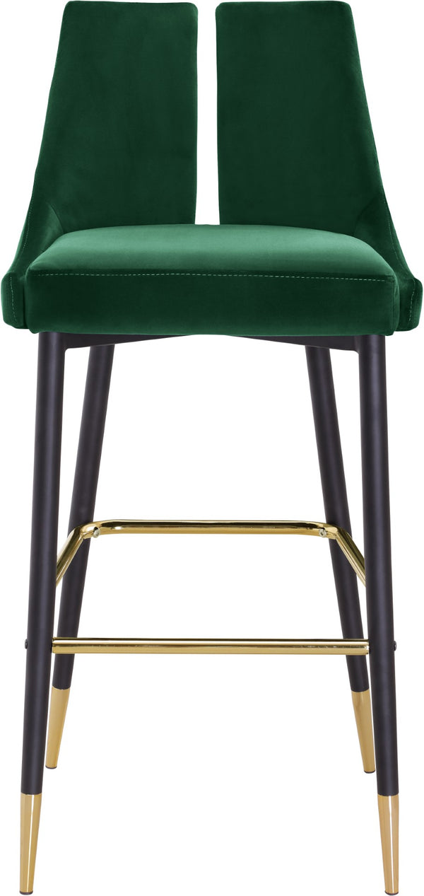 Sleek Velvet / Engineered Wood / Metal / Foam Contemporary Green Velvet Stool - 19.5" W x 22" D x 41" H