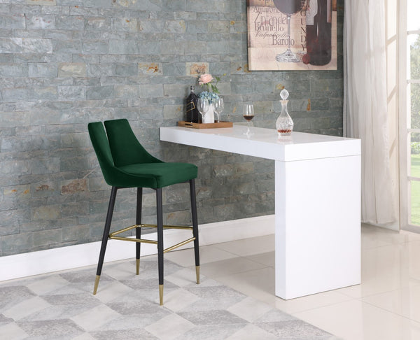 Sleek Velvet / Engineered Wood / Metal / Foam Contemporary Green Velvet Stool - 19.5" W x 22" D x 41" H