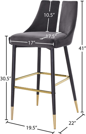 Sleek Velvet / Engineered Wood / Metal / Foam Contemporary Grey Velvet Stool - 19.5" W x 22" D x 41" H