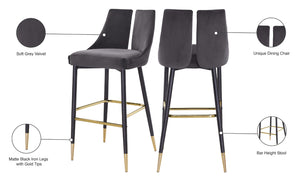 Sleek Velvet / Engineered Wood / Metal / Foam Contemporary Grey Velvet Stool - 19.5" W x 22" D x 41" H
