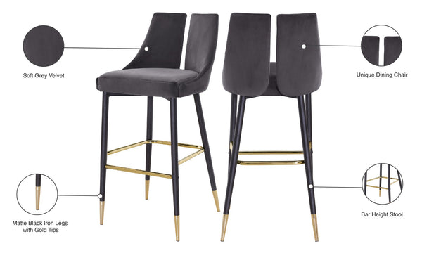 Sleek Velvet / Engineered Wood / Metal / Foam Contemporary Grey Velvet Stool - 19.5" W x 22" D x 41" H