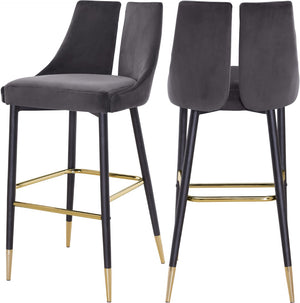 Sleek Velvet / Engineered Wood / Metal / Foam Contemporary Grey Velvet Stool - 19.5" W x 22" D x 41" H