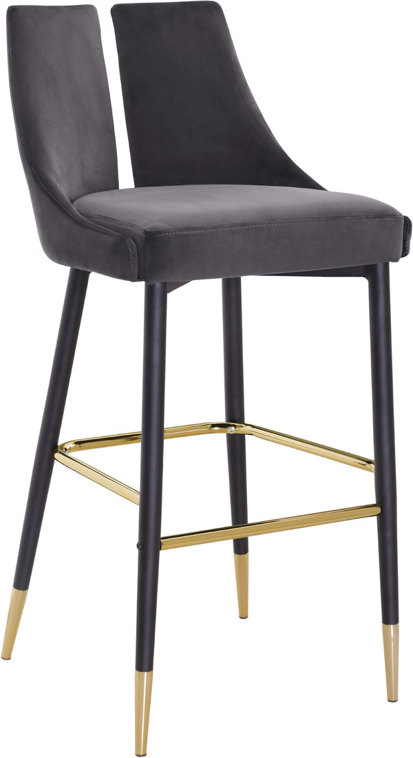 Sleek Velvet / Engineered Wood / Metal / Foam Contemporary Grey Velvet Stool - 19.5" W x 22" D x 41" H