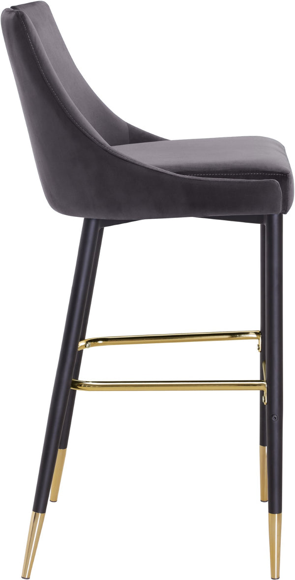 Sleek Velvet / Engineered Wood / Metal / Foam Contemporary Grey Velvet Stool - 19.5" W x 22" D x 41" H